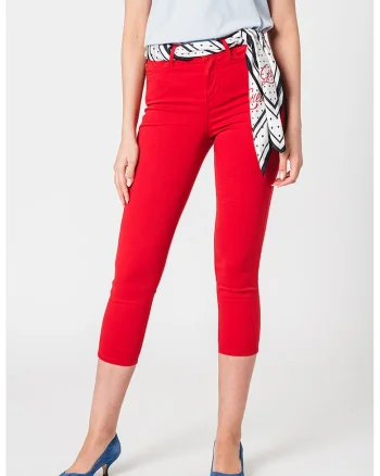 Blugi skinny capri, Rosu/Alb/Negru