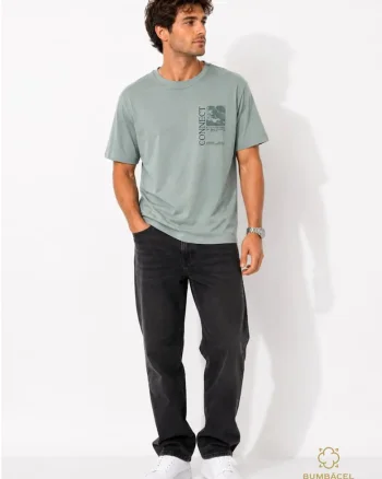 Tricou barbati din bumbac, casual si modern, cu imprimeu, Verde
