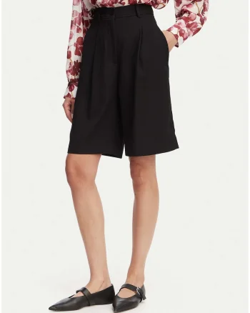 Bermude dama,  negru, material sintetic, croiala lejera