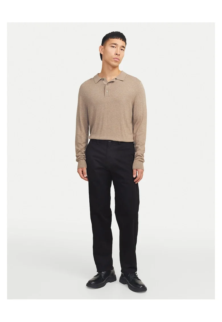 Pantaloni barbati,  Chinos, fermoar, negru, 50% bumbac organic,