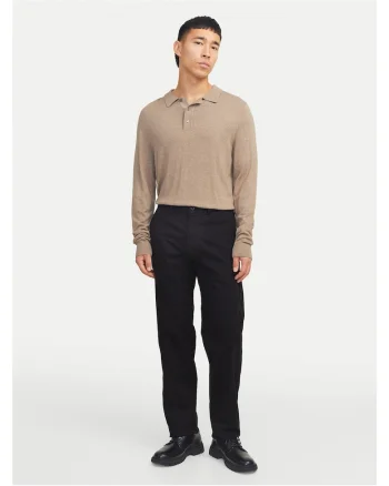Pantaloni barbati,  Chinos, fermoar, negru, 50% bumbac organic,
