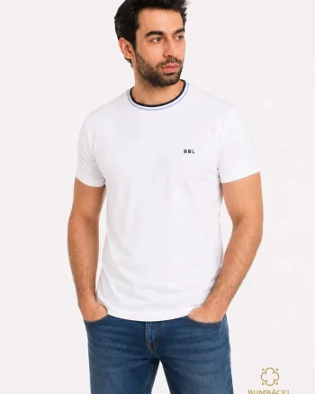 Tricou cu maneca scurta, casual, pentru barbati, din bumbac, Alb