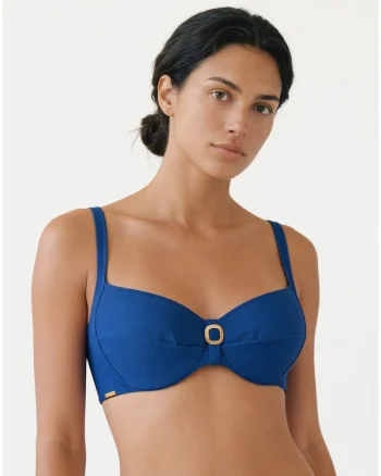 Top bikini dama,  albastru, material sintetic, uni