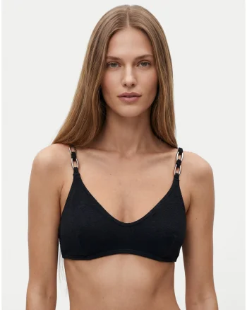 Top bikini  negru, cupe bretele reglabile, material sintetic, Negru