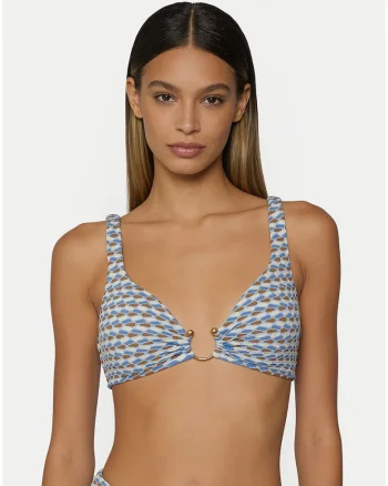 Top de bikini dama,  albastru, confortabil, elastic, nylon/elastan