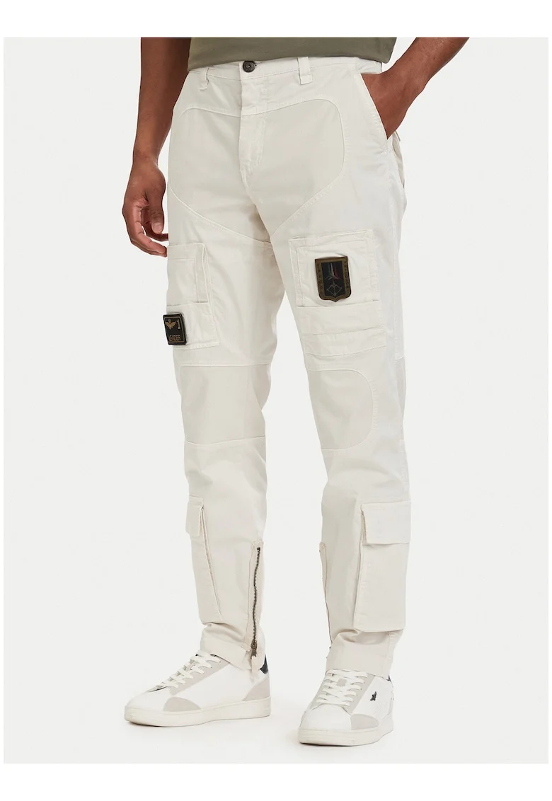 Pantaloni cargo barbati,  bej, bumbac, croiala regulara
