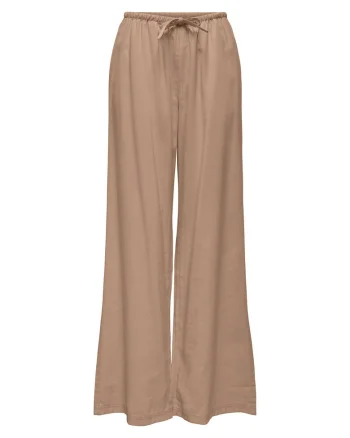 Pantaloni dama,  Relaxed Fit, bej, viscoza, set