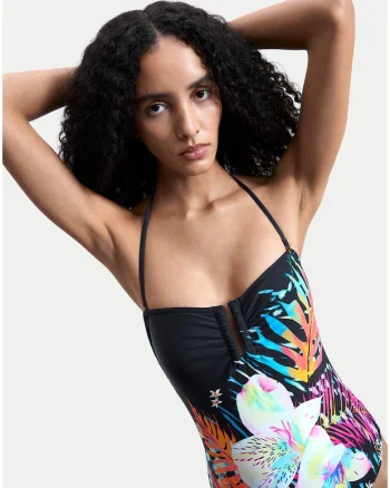 Costum de baie dama,  negru, multicolor, material sintetic