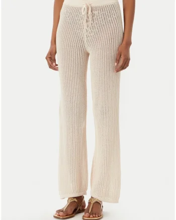 Pantaloni dama,  bej, bumbac-poliamida, casual,