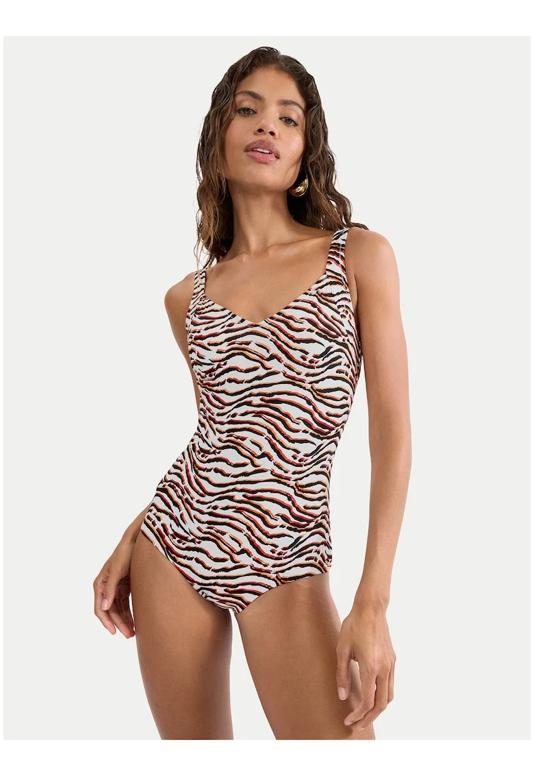 Costum de baie pentru femei,  animal print, multicolor, poliamida si elastan