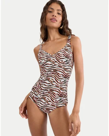 Costum de baie pentru femei,  animal print, multicolor, poliamida si elastan