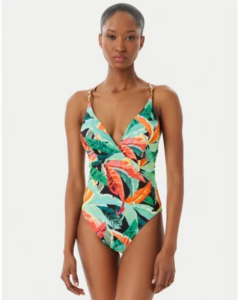 Costum de baie dama,  multicolor, material elastic, bretele reglabile