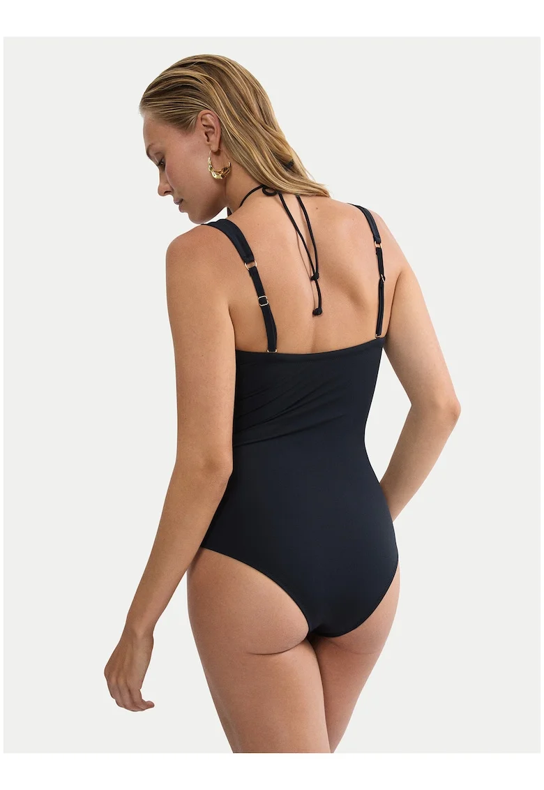Costum de baie dama,  negru, din material elastic, croiala clasica