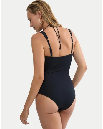 Costum de baie dama,  negru, din material elastic, croiala clasica