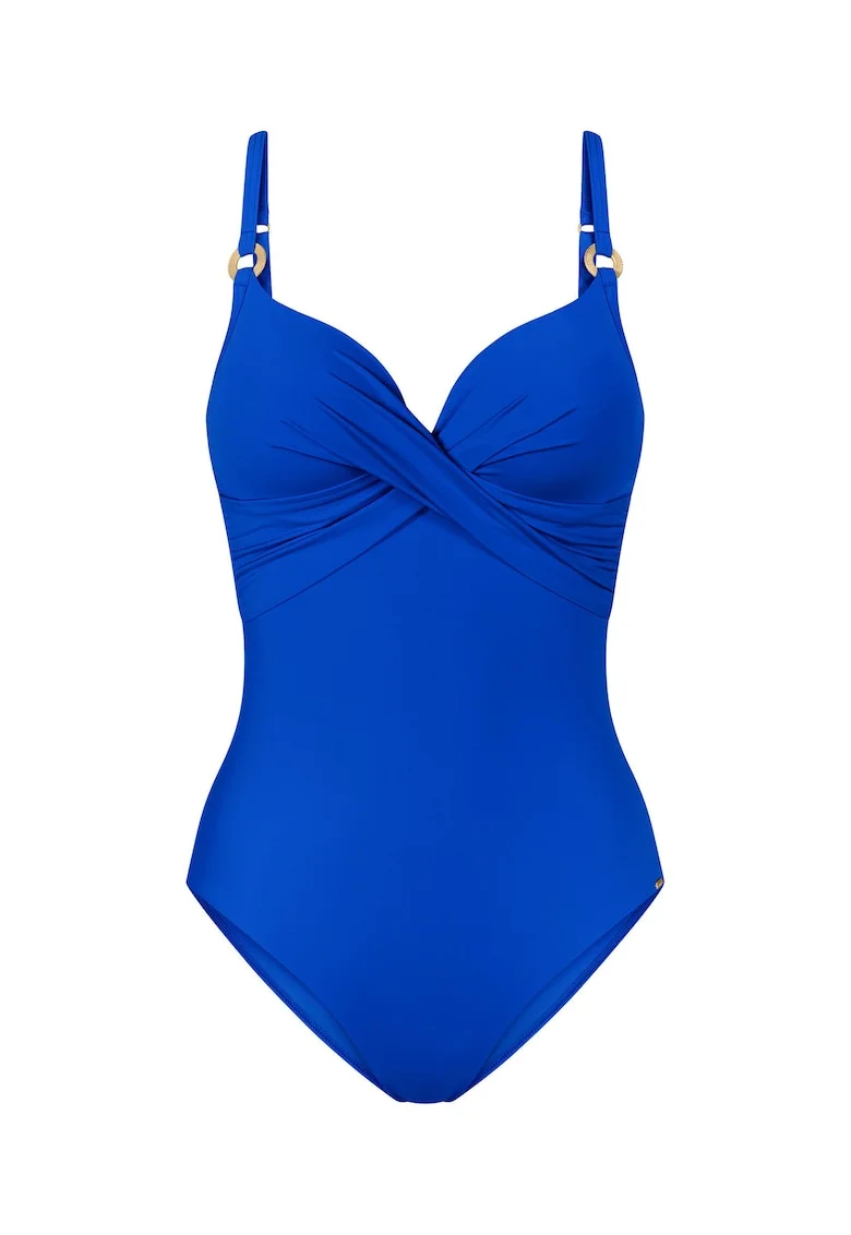 Costum de baie dama,  albastru, material sintetic, croiala clasica