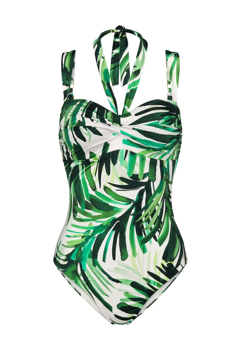 Costum de baie dama,  verde, material sintetic, croiala clasica