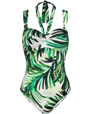 Costum de baie dama,  verde, material sintetic, croiala clasica