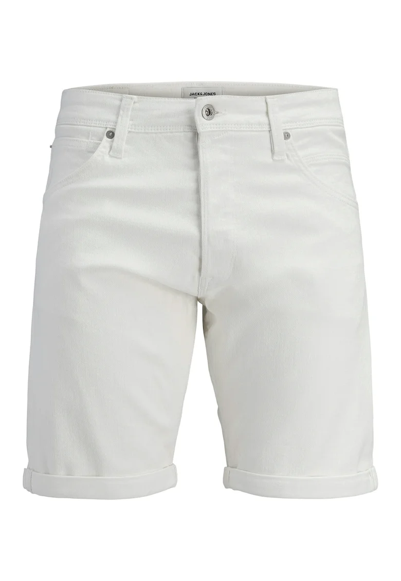 Pantaloni scurti barbati,  alb, regular fit, bumbac si poliester