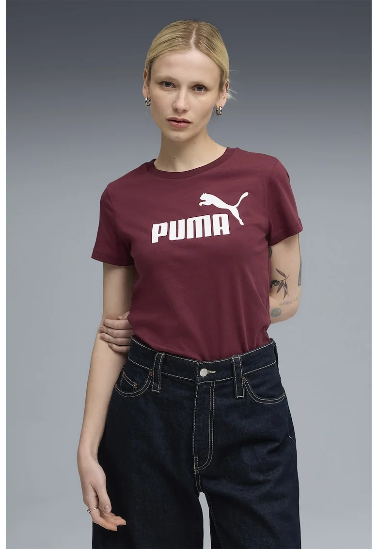 Tricou de bumbac ESS No. 1, Alb/Visiniu