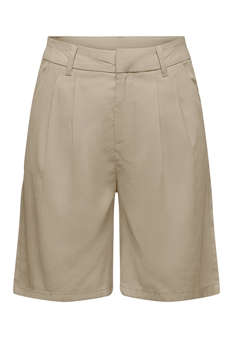 Pantaloni scurti dama,  bej, regular fit, din viscoza, set casual