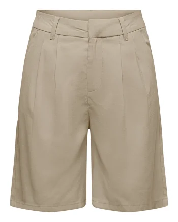 Pantaloni scurti dama,  bej, regular fit, din viscoza, set casual
