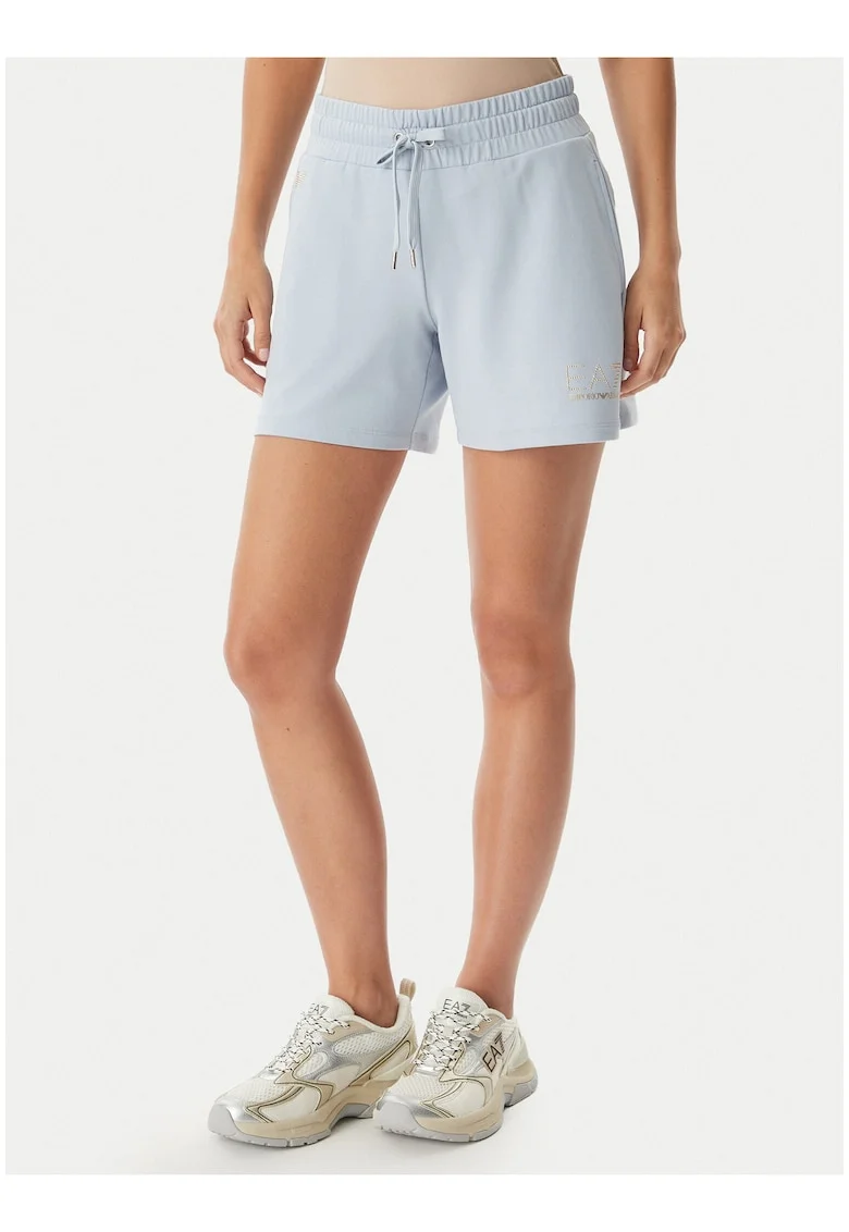 Pantaloni scurti sportivi,  albastru, confortabili, din poliester si viscoza