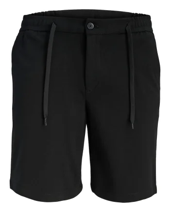 Pantaloni scurti barbati,  negru, bumbac si poliester reciclat, croiala regular fit