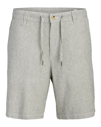 Pantaloni scurti barbati,  bej, material textil, dungi, croiala regulara