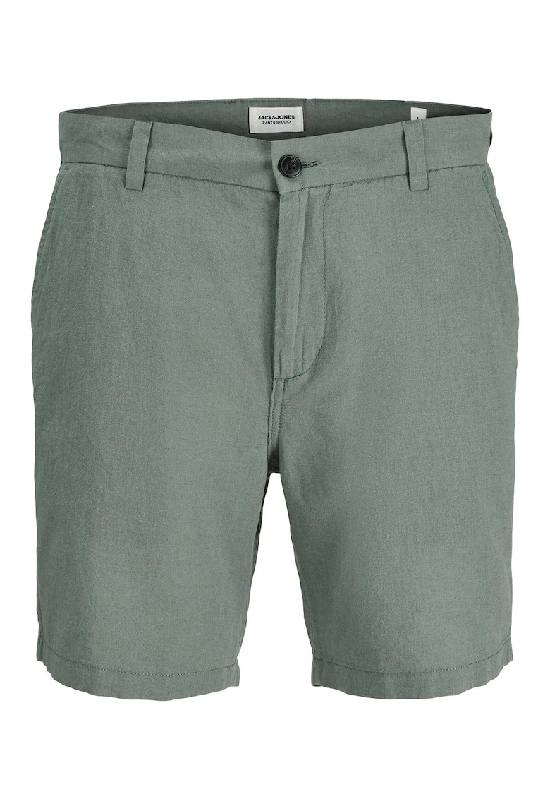 Pantaloni scurti barbati,  verde, bumbac si in, croiala regular fit