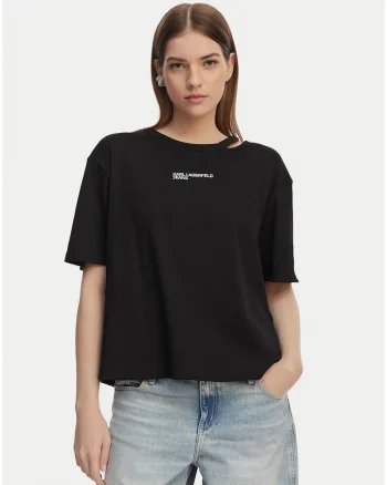 Tricou dama,  negru, bumbac organic, regular fit