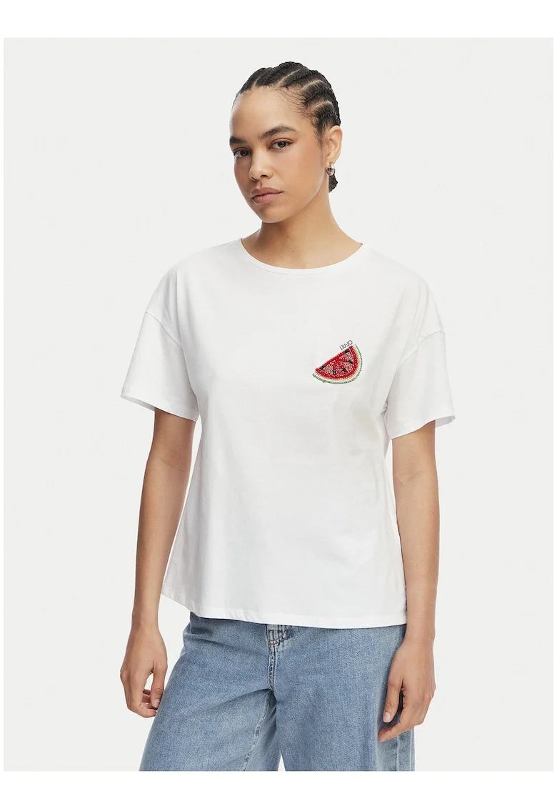 Tricou dama,  alb, bumbac, imprimeu grafic