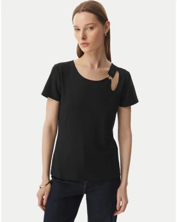 Tricou dama,  negru, material bambus si bumbac, croiala regular fit