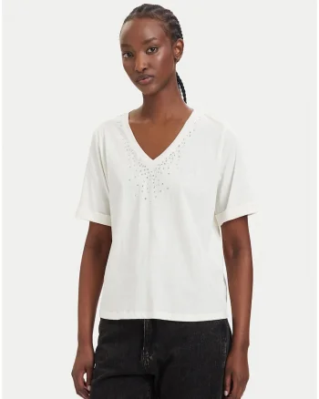 Tricou dama,  regular fit, bej, bumbac