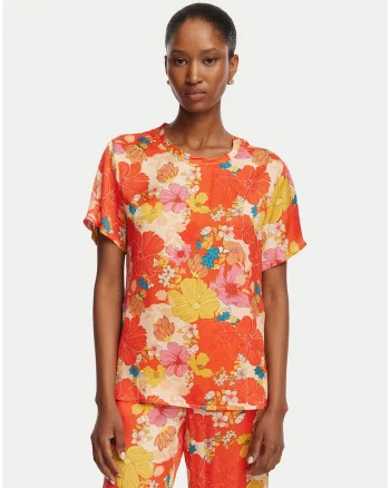 Tricou dama,  rosu, croiala regular fit, material viscoza