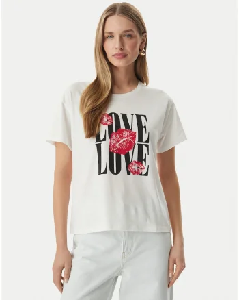 Tricou dama,  alb, regular fit, bumbac-modal