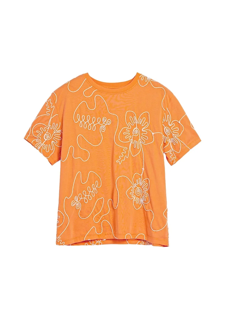 Tricou  portocaliu floral, Portocaliu