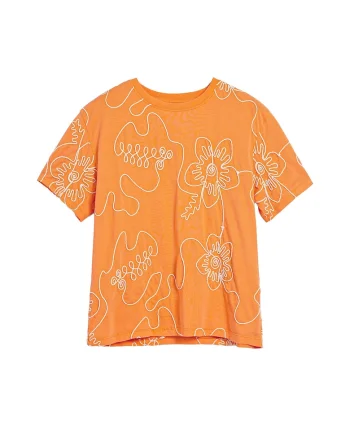 Tricou  portocaliu floral, Portocaliu