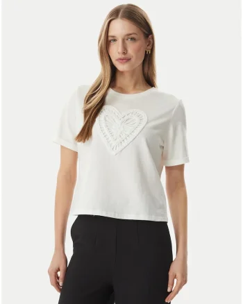 Tricou dama,  alb, bumbac, croiala regular fit