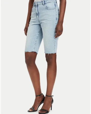 Pantaloni scurti din denim,  albastru, 100% bumbac, croiala dreapta