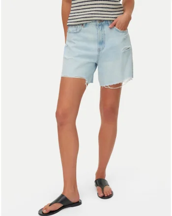 Pantaloni scurti dama,  albastru deschis, bumbac, regular fit