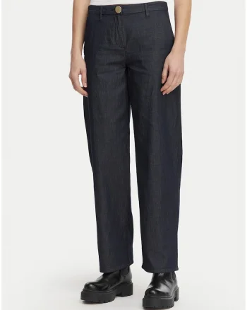 Pantaloni dama,  bleumarin, croiala lejera, 100% bumbac