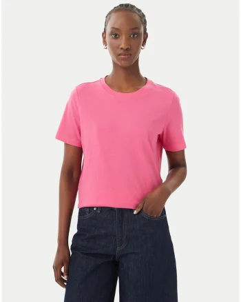 Tricou dama,  roz, bumbac organic, croiala regular fit