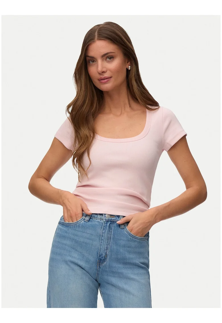 Tricou dama,  roz, din bumbac organic, regular fit