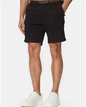 Pantaloni scurti barbati,  negru, bumbac, croiala regulara