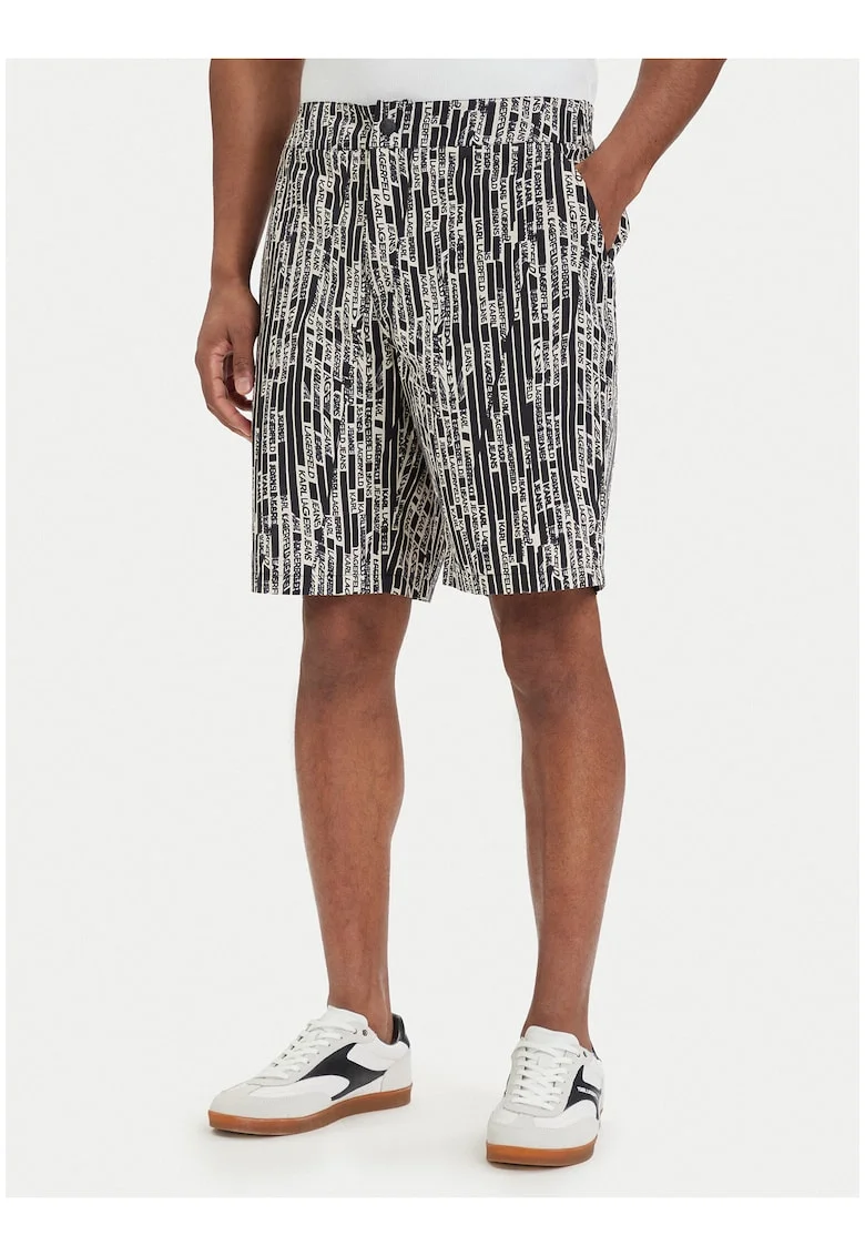 Pantaloni scurti barbati,  Relaxed Fit, negru, bumbac