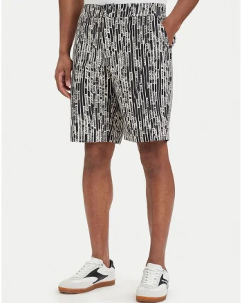 Pantaloni scurti barbati,  Relaxed Fit, negru, bumbac