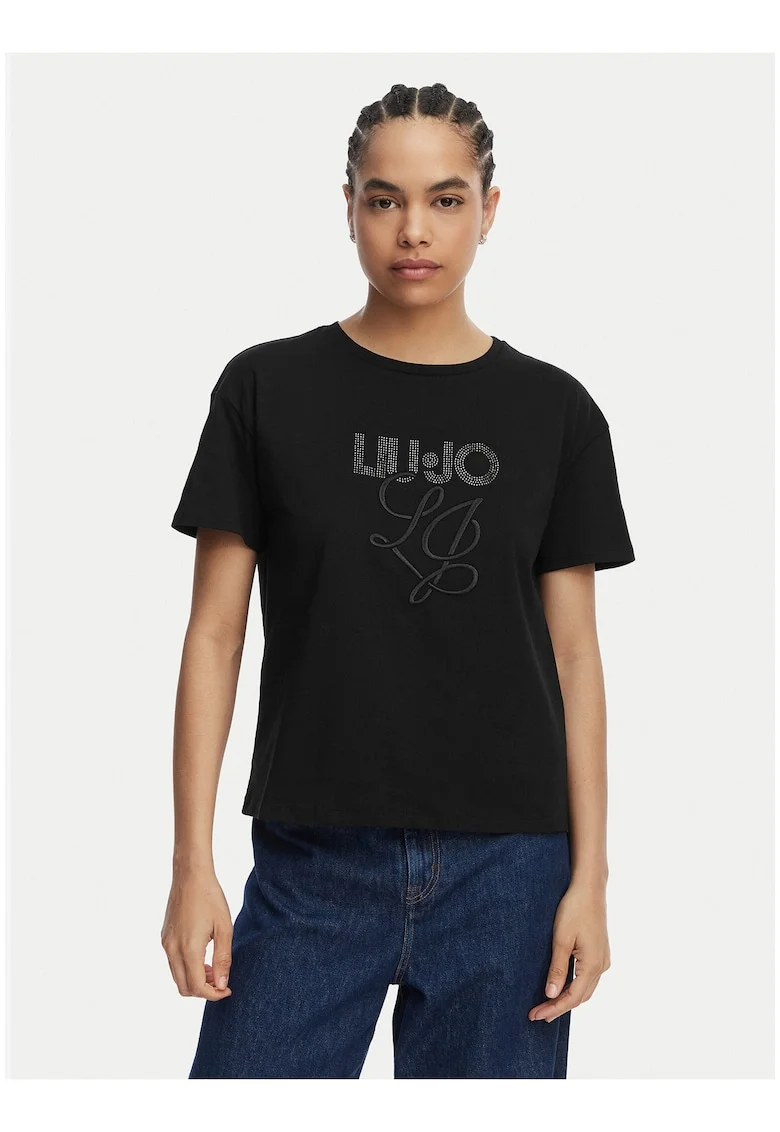 Tricou dama,  negru, bumbac, croiala regular fit