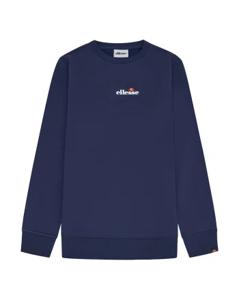 Bluza de trening cu decolteu rotund si imprimeu text, Albastru inchis