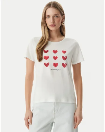 Tricou dama,  alb, croiala regular fit, bumbac-modal