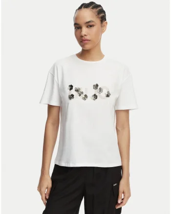 Tricou dama,  alb, bumbac, croiala regular fit